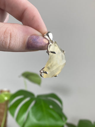 Libyan Desert Glass in Sterling Silver Pendant from Curious Muse Crystals for 48. Tagged with desert glass, hide-notify-btn, libya, necklace, Pendant, sterling silver, tektite, yellow