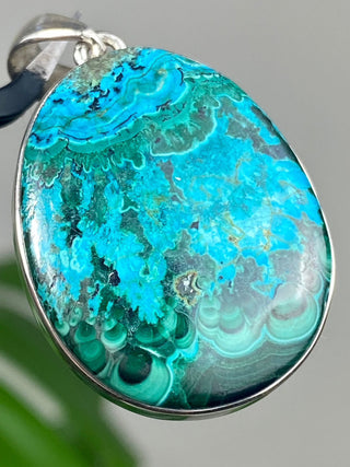 Malachite & Chrysocolla in Sterling Silver Pendant from Curious Muse Crystals Tagged with blue, chrysocolla, green, hide-notify-btn, malachite, necklace, Pendant, sterling silver