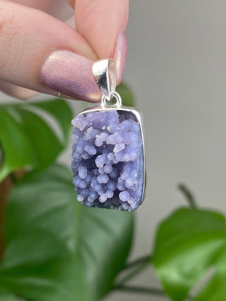 Grape Agate in Sterling Silver Pendant - GA4 from Curious Muse Crystals Tagged with botyroidal, chalcedony, Crystal healing, genuine crystal, grape agate, hide-notify-btn, jewelry, natural mineral, Pendant, purple, raw mineral, reiki crystal, Sterling