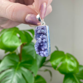 Grape Agate in Sterling Silver Pendant - GA2 from Curious Muse Crystals Tagged with botyroidal, chalcedony, Crystal healing, genuine crystal, grape agate, hide-notify-btn, jewelry, natural mineral, Pendant, purple, raw mineral, reiki crystal, Sterling