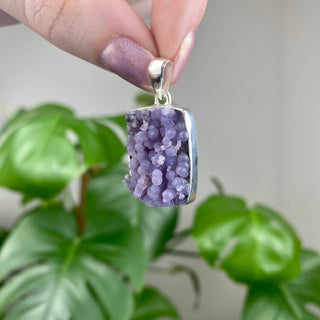 Grape Agate in Sterling Silver Pendant - GA1 from Curious Muse Crystals Tagged with botyroidal, chalcedony, Crystal healing, genuine crystal, grape agate, hide-notify-btn, jewelry, natural mineral, Pendant, purple, raw mineral, reiki crystal, Sterling