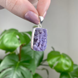 Grape Agate in Sterling Silver Pendant - GA1 from Curious Muse Crystals Tagged with botyroidal, chalcedony, Crystal healing, genuine crystal, grape agate, hide-notify-btn, jewelry, natural mineral, Pendant, purple, raw mineral, reiki crystal, Sterling