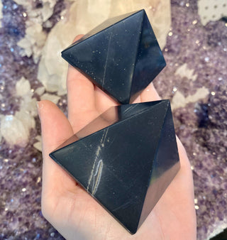 Onyx Square Pyramid from Curious Muse Crystals Tagged with black, black crystal, onyx, protection, protection charm, protection crystal, pyramid