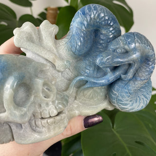 Trollite Skull and Serpent Carving from Curious Muse Crystals for 380.00. Tagged with carving, hide-notify-btn, serpent, skull, snake, trollite