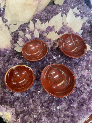 Red Jasper Crystal Bowl from Curious Muse Crystals for 25. Tagged with altar tool, bowl, candle holder, crystal bowl, Crystal carving, Crystal decor, genuine crystal, grounding crystal, jasper, offering bowl, red, red jasper, reiki crystal, reiki healing, reiki tools, ritual tool, sacred space