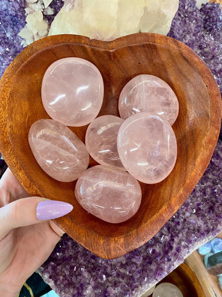 Rose Quartz Palm Stone - Self Love & Kindness from Curious Muse Crystals for 12. Tagged with Brazilian mineral, Crystal healing, genuine crystal, heart healing, kindness crystal, natural mineral, palm stone, palmstone, pink, pink crystal, pink quartz, pocket crystal, rose quartz, self love