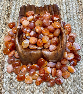 Carnelian Tumbled Stone from Curious Muse Crystals Tagged with abundance stone, creativity stone, Crystal healing, genuine crystal, love stone, orange, passion crystal, red, root chakra, sacral chakra, stability stone, strength crystal, tumbled stone