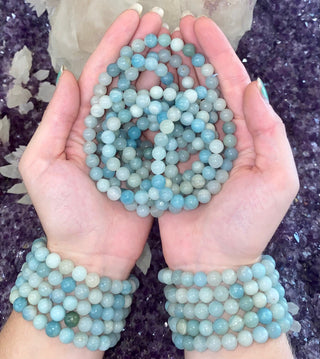 Amazonite 8mm Round Bead Crystal Bracelet from Curious Muse Crystals for 7.50. Tagged with 8mm beads, amazonite, amazonite bracelet, blue, blue beads, blue gemstone, bracelet, crystal jewelry, gemstone bead, gemstone jewelry, healing jewelry