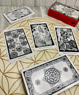 The Hermetic Tarot - Alternative Divination - Black & White Tarot from U.S. Games Systems, Inc Tagged with alternative tarot, ancient alchemy, black and white, deck, divination tool, esoteric tarot, golden dawn, hermetic magic, historic tarot, intuitive divination, modern witch, retro tarot, tarot, tarot deck, with guidebook