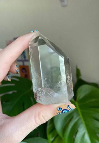 Chlorite Phantom Quartz Tower | Brazil from Curious Muse Crystals for 38. Tagged with brazil, chlorite, clear, crystal energy, green, hide-notify-btn, phantom, quartz, reiki healing, tower