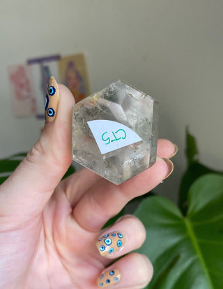 Chlorite Phantom Quartz Tower | Brazil from Curious Muse Crystals for 38. Tagged with brazil, chlorite, clear, crystal energy, green, hide-notify-btn, phantom, quartz, reiki healing, tower