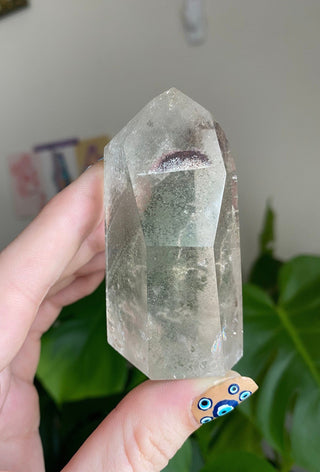 Chlorite Phantom Quartz Tower | Brazil from Curious Muse Crystals for 38. Tagged with brazil, chlorite, clear, crystal energy, green, hide-notify-btn, phantom, quartz, reiki healing, tower