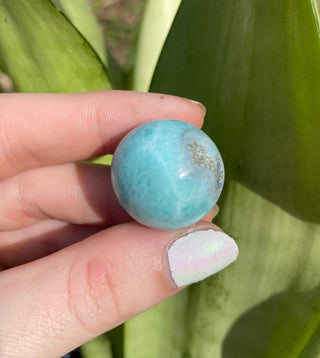 Larimar Sphere - Dominican Republic Crystal from Curious Muse Crystals Tagged with blue, Dominican republic, larimar, sphere