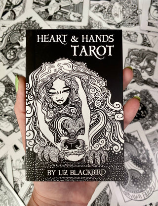 Heart & Hands Tarot - Alternative Divination - Black and White Tarot from U.S. Games Systems, Inc Tagged with alternative tarot, black and white, divination tool, floral tarot, intuitive divination, line drawn tarot, modern witch, rider waite smith, tarot, tarot deck, traditional tarot, with guidebook