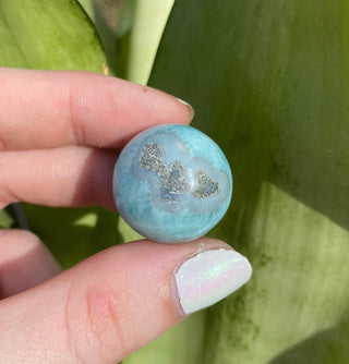 Larimar Sphere - Dominican Republic Crystal from Curious Muse Crystals Tagged with blue, Dominican republic, larimar, sphere