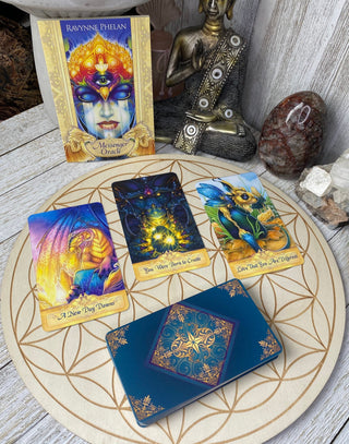 Messenger Oracle Deck  - Alternative Divination from Blue Angel Inc Tagged with alternative tarot, animal oracle, divination tool, higher wisdom, intuitive divination, messenger oracle, modern witch, oracle, powerful oracle card, seeker oracle, spiritual awakening, tarot, throat chakra, with guidebook