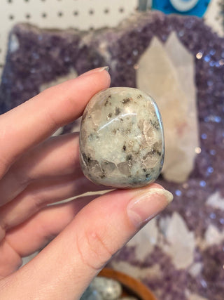 Kiwi Jasper Tumbled Stone from Curious Muse Crystals Tagged with Crystal healing, genuine crystal, jasper, kiwi jasper, light green stone, mineral collection, natural mineral, reiki healing, tumbled stone