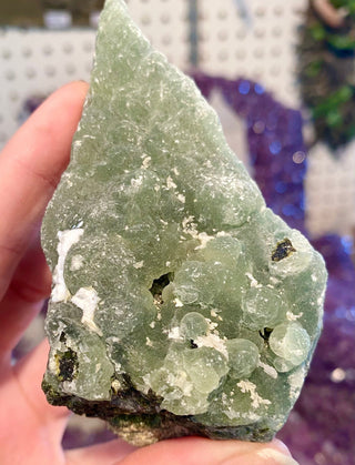 Prehnite with Epidote Raw Cluster from Curious Muse Crystals Tagged with botyroidal prehnite, epidote, green, green sparkly stone, hide-notify-btn, high vibration, manifestation spell, meditation tool, mineral collection, prehnite, prehnite from mali, prosperity stone, rare mineral, raw crystal, raw mineral, raw prehnite, reiki healing