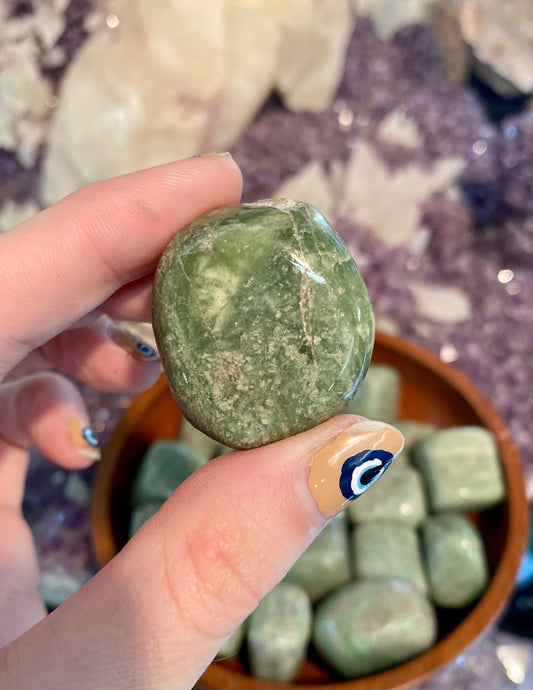 Grossular Garnet Tumbled Stone - Rejuvenation from Curious Muse Crystals for 4. Tagged with Crystal healing, genuine crystal, green, hide-notify-btn, natural mineral, raw mineral, reiki crystal, tumbled stone