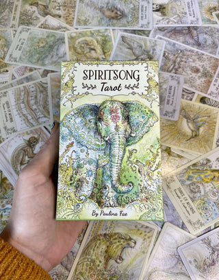 Spiritsong Tarot Deck - Alternative Divination - Animal Oracle Cards from U.S. Games Systems, Inc Tagged with alternative tarot, animal oracle, botanical theme deck, decision making, deck, divination tool, major arcana, minor arcana, personal growth, soft illustration, spiritsong deck, tarot, tarot deck, watercolor tarot, with guidebook
