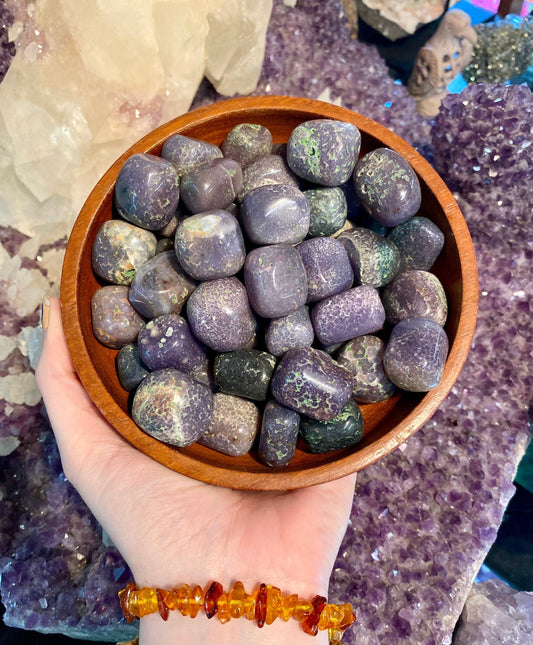 Grape Agate Tumbled Stone - Intuition from Curious Muse Crystals for 6.00. Tagged with Botyroidal amethyst, Crystal healing, genuine crystal, grape agate, grape agate tumble, grape amethyst, intuition, purple chalcedony, reiki work, spiritual awareness, third eye, tumbled stone