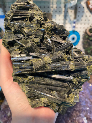 Epidote Raw Cluster from Peru - Abundance & Synchronicity from Curious Muse Crystals for 142. Tagged with epidote, green, hide-notify-btn, peru, raw