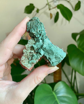 Huelandite with Celadonite and Hematite inclusions  - High Grade Old Stock Zeolite Specimen from Curious Muse Crystals Tagged with Crystal healing, genuine crystal, green, hemaite, hide-notify-btn, huelandite, india, natural mineral, pink, raw mineral, red, reiki crystal, zeolite, zeolite cluster