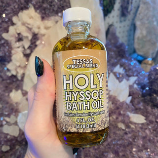 Tessa's Holy Hyssop Oil | Spiritual Cleansing from Curious Muse Crystals Tagged with cleansing water, dreams 7 holy spirit, energy clearing soap, herbal floral water, holy hyssop oil, hyssop bath wash, modern witch tool, protection spell, spiritual bath water, spiritual Cologne, spiritual soap, tessas special blend