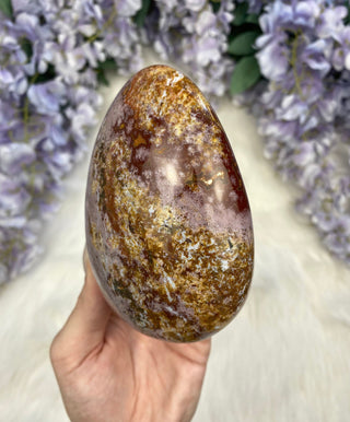 Purple Red Ocean Jasper Bloop - Pastel Orbicular Jasper Freeform from Curious Muse Crystals Tagged with Crystal healing, drusy pocket, hide-notify-btn, jasper, Madagascar mineral, mineral collection, natural mineral, ocean jasper, Orbicular jasper, peace and calming, purple, red, reiki healing