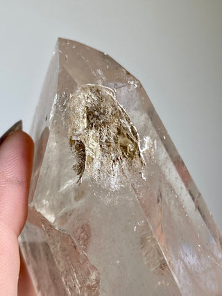 Lemurian Quartz Polished Tower | Rainbow Inclusions | Six Side Generator from Curious Muse Crystals Tagged with clear, clear quartz, Crown crystal, hide-notify-btn, lemurian, lemurian generator, Lemurian Quartz, lemurian seed, rainbow, tower