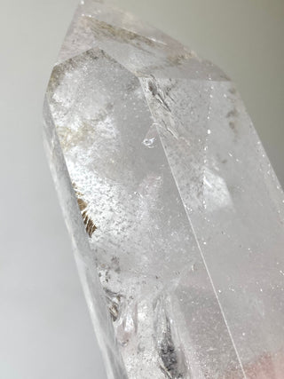 Lemurian Clear Quartz Polished Tower | Six Side Generator from Curious Muse Crystals for 111. Tagged with brazil, clear, Crown crystal, generator, hide-notify-btn, lemurian, lemurian generator, Lemurian Quartz, lemurian seed, quartz, tower