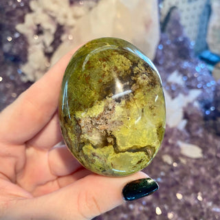 Green Opal Palm Stone - Emotional Recovery & Release from Curious Muse Crystals for 14. Tagged with Crystal healing, genuine crystal, green, hide-notify-btn, natural mineral, palm stone, raw mineral, reiki crystal