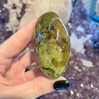 Green Opal Palm Stone - Emotional Recovery & Release from Curious Muse Crystals Tagged with Crystal healing, genuine crystal, green, hide-notify-btn, natural mineral, palm stone, raw mineral, reiki crystal