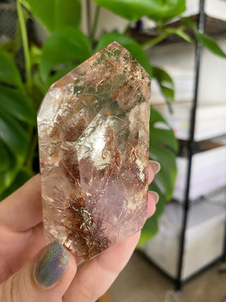 Rutile Inclusion Quartz from Brazil - Polished Tower from Curious Muse Crystals Tagged with brazil, clear, clear brazil quartz, crystal energy, genuine crystal, hide-notify-btn, quartz, reiki crystal, reiki healing, rutile