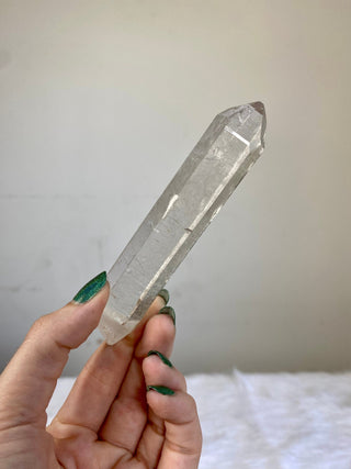 Nirvana Clear Quartz Seed Point | High Altitude Himalayan Crystal from Curious Muse Crystals for 107. Tagged with clear, hand mined crystal, hide-notify-btn, high altitude quartz, High vibration stone, Himalayan Quartz, manifesting Quartz, Nirvana Quartz, quartz, seed point, self healed crystal