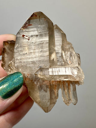 Smoky Pink Samadhi Double Terminated Quartz Cluster | High Altitude Himalayan Crystal from Curious Muse Crystals Tagged with clear, hide-notify-btn, high altitude quartz, High vibration stone, Himalayan Quartz, pink, Pink Himalayan, pink quartz cluster, Samadhi Quartz, Smoky Samadhi Quartz