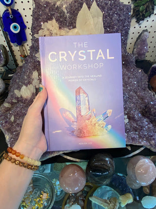 Crystal Workshop: A Journey into the Healing Power of Crystals from Curious Muse Crystals for 24.95. Tagged with book, crystal bible, crystal handbook, crystal ritual, crystal workshop, how to use crystals, manifestation book, meditation book, practical magic book, spell book