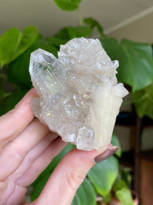 Glassy Clear Fluorapophyllite and Stilbite Cluster | Old Stock 1980’s from Curious Muse Crystals for 99. Tagged with apophyllite, Crystal healing, fine mineral, genuine crystal, hide-notify-btn, natural mineral, raw mineral, reiki crystal, stilbite, zeolite