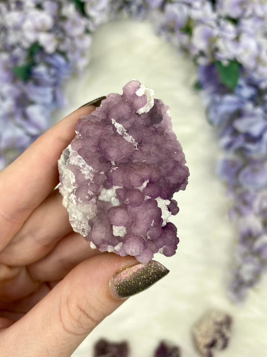 Fluorite with Quartz Epimorphs from Tombstone Arizona from Curious Muse Crystals for 38. Tagged with Arizona, botyroidal, clear brazil quartz, Crystal healing, fluorite, genuine crystal, hide-notify-btn, natural mineral, purple, raw mineral, reiki crystal, USA