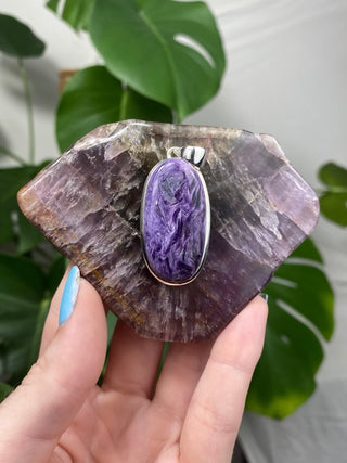 Charoite in Sterling Silver Pendant | Spiritual Awareness from Curious Muse Crystals for 106. Tagged with charoite, crystal energy, Crystal Jewelry, hide-notify-btn, Pendant, purple, reiki healing, silver crystal jewel, Sterling, sterling silver