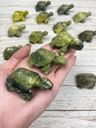Serpentine Turtle Carving from Peru from Curious Muse Crystals for 18. Tagged with animal carving, green, peru, serpentine, turtle carving