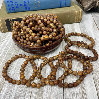 Tibetan Agate (dzi beads) 8mm Round Bead Crystal Bracelet from Curious Muse Crystals Tagged with 8mm beads, agate, bracelet, brown, crystal jewelry, gemstone bead, gemstone jewelry, healing jewelry, tibetan agate