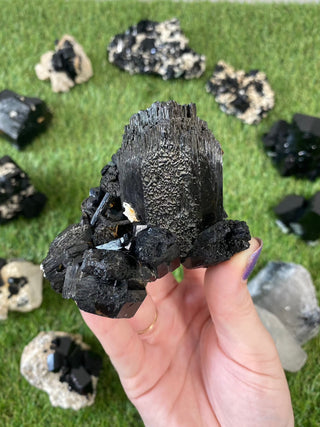 Erongo Black Tourmaline Foitite Raw Cluster | High Grade from Curious Muse Crystals Tagged with black, erongo, fine mineral, foitite, hide-notify-btn, namibia, raw, tourmaline