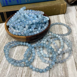 Aquamarine 7mm Round Bead Crystal Bracelet from Curious Muse Crystals Tagged with 8mm beads, aquamarine, blue, bracelet, crystal jewelry, gemstone bead, gemstone jewelry, healing jewelry