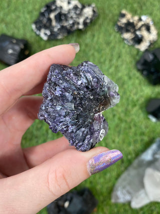 Erongo Fluorite with Tourmaline - High Grade from Curious Muse Crystals Tagged with black, erongo, fine mineral, fluorite, hide-notify-btn, namibia, purple, raw, tourmaline
