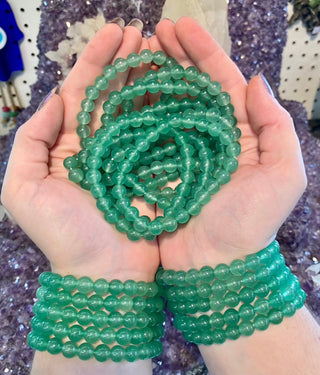 Green Aventurine 8mm Round Bead Crystal Bracelet - Balance & Abundance from Curious Muse Crystals Tagged with 8mm beads, aventurine, bracelet, crystal jewelry, gemstone bead, gemstone jewelry, green, healing jewelry