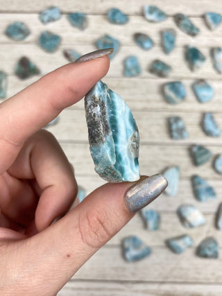 Larimar Mini Slabs from Curious Muse Crystals Tagged with blue, Dominican republic, larimar, slab, slice
