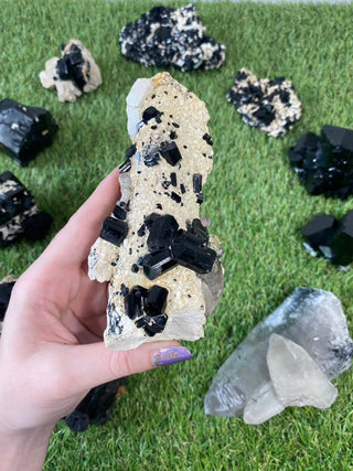 Erongo Black Tourmaline Raw Cluster | High Grade from Curious Muse Crystals for 89. Tagged with black, Erongo, fine mineral, hide-notify-btn, Namibia, raw, tourmaline, uv reactive