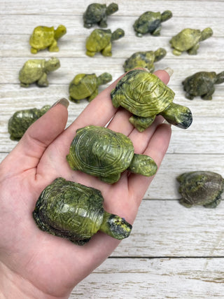 Serpentine Turtle Carving from Peru from Curious Muse Crystals for 18. Tagged with animal carving, green, peru, serpentine, turtle carving