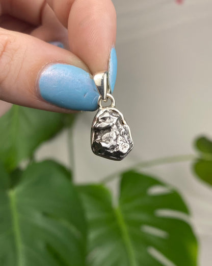 Meteorite in Sterling Silver Pendant - Campo del Cielo from Curious Muse Crystals for 39. Tagged with argentina, campo del cielo, hide-notify-btn, meteorite, necklace, Pendant, Sterling, sterling silver